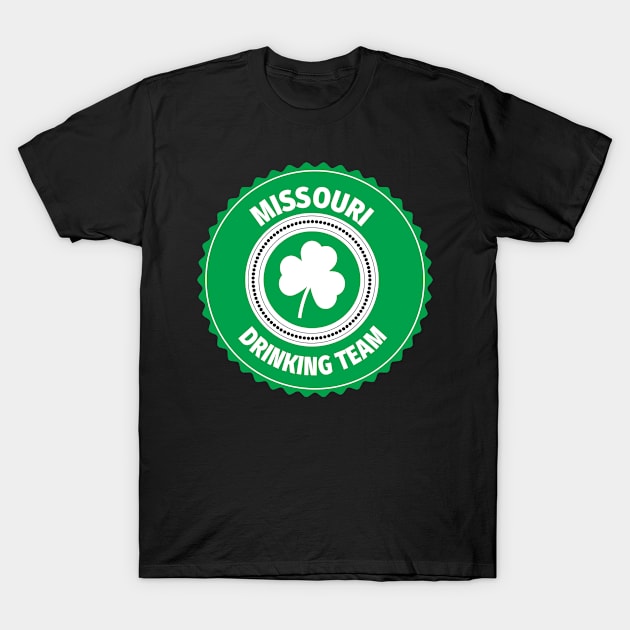 Missouri Drinking Team Lucky St Patrick's Day Shamrock T-Shirt by ChangeRiver